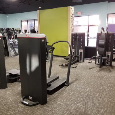 Views of different gym equipment and machines